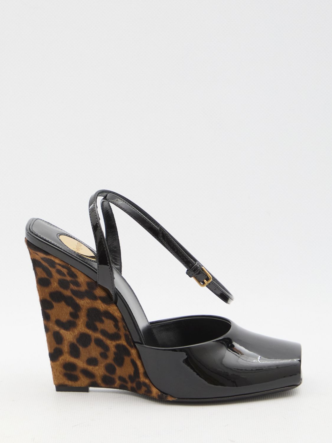 SAINT LAURENT Scandale Wedge Sandals - 11cm Heel Height