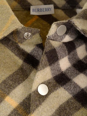 Green Check Wool Blend Overshirt for Men - FW23