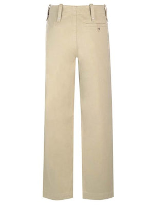 Mens Green Relaxed Fit Cotton Satin Trousers for FW23