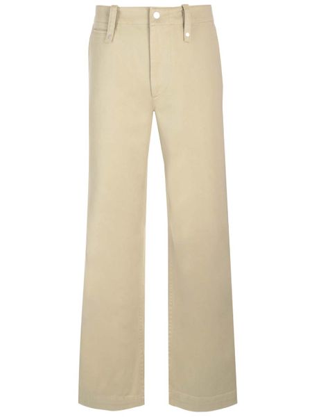 Mens Green Relaxed Fit Cotton Satin Trousers for FW23