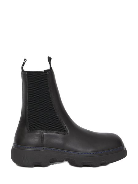 BURBERRY Elasticated-Panel Leather Chelsea Boots for Men in Black (Fall/Winter 2023)