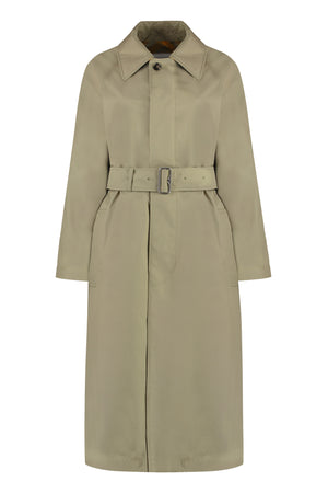 BURBERRY Reversible Trench Jacket - Checkered Design, Lapel Collar, Coordinated Belt, Beige