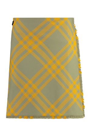 BURBERRY Green Checkered Wrap Skirt for Women