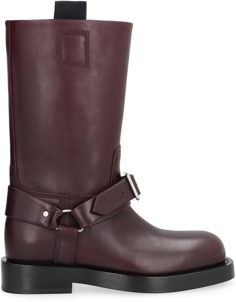 BURBERRY Burgundy Leather Women's Boots for FW23 Season