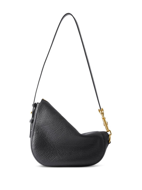 BURBERRY Small Knight Black Grained Calfskin Shoulder Bag with Gold-Tone Horse Clip, 34.5x23x8.5 cm