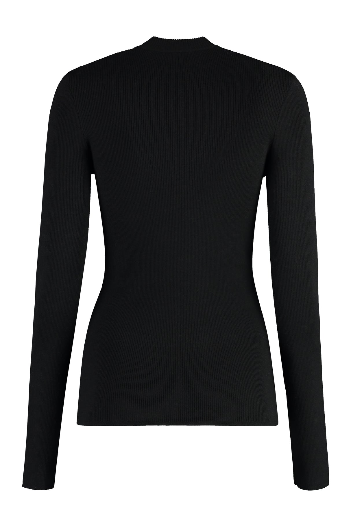 Black Knit Pullover with Equestrian Knight Design