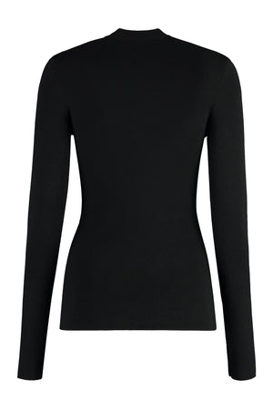 BURBERRY Black Intarsia Knit Pullover for Women with Equestrian Knight Design