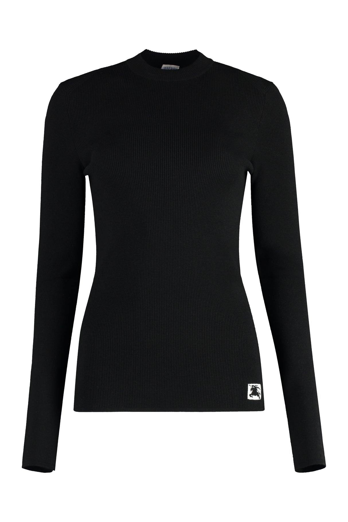 Black Knit Pullover with Equestrian Knight Design