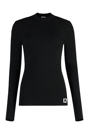 BURBERRY Black Intarsia Knit Pullover for Women with Equestrian Knight Design