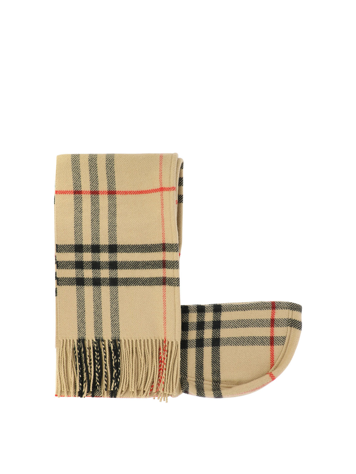 BURBERRY Luxurious Wool Cashmere Hooded Scarf for Men - Beige