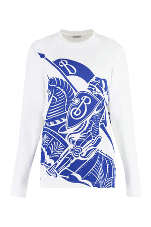 BURBERRY Women's White Print Long Sleeve T-Shirt