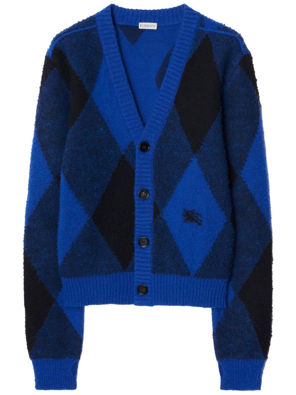 BURBERRY Blue ArgyleCheck Wool Cardigan for Men