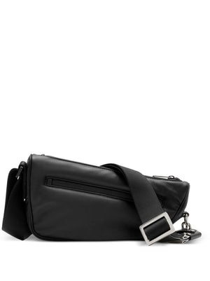 BURBERRY Asymmetric Mini Black Leather Crossbody Handbag