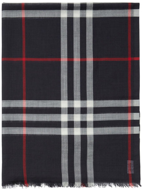 BURBERRY Luxurious Navy Check Scarf for Men - FW24