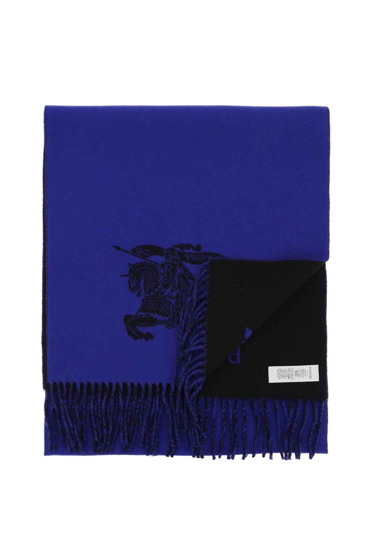 Men's Reversible Cashmere Scarf with Equestrian Design