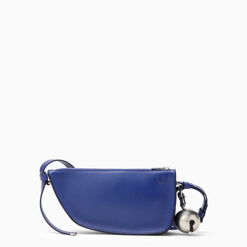 BURBERRY Navy Mini Lamb Leather Shoulder Bag with Charm and Silver-Tone Accents - 24x12x5cm