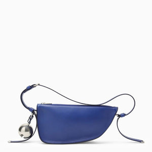 BURBERRY Navy Mini Lamb Leather Shoulder Bag with Charm and Silver-Tone Accents - 24x12x5cm