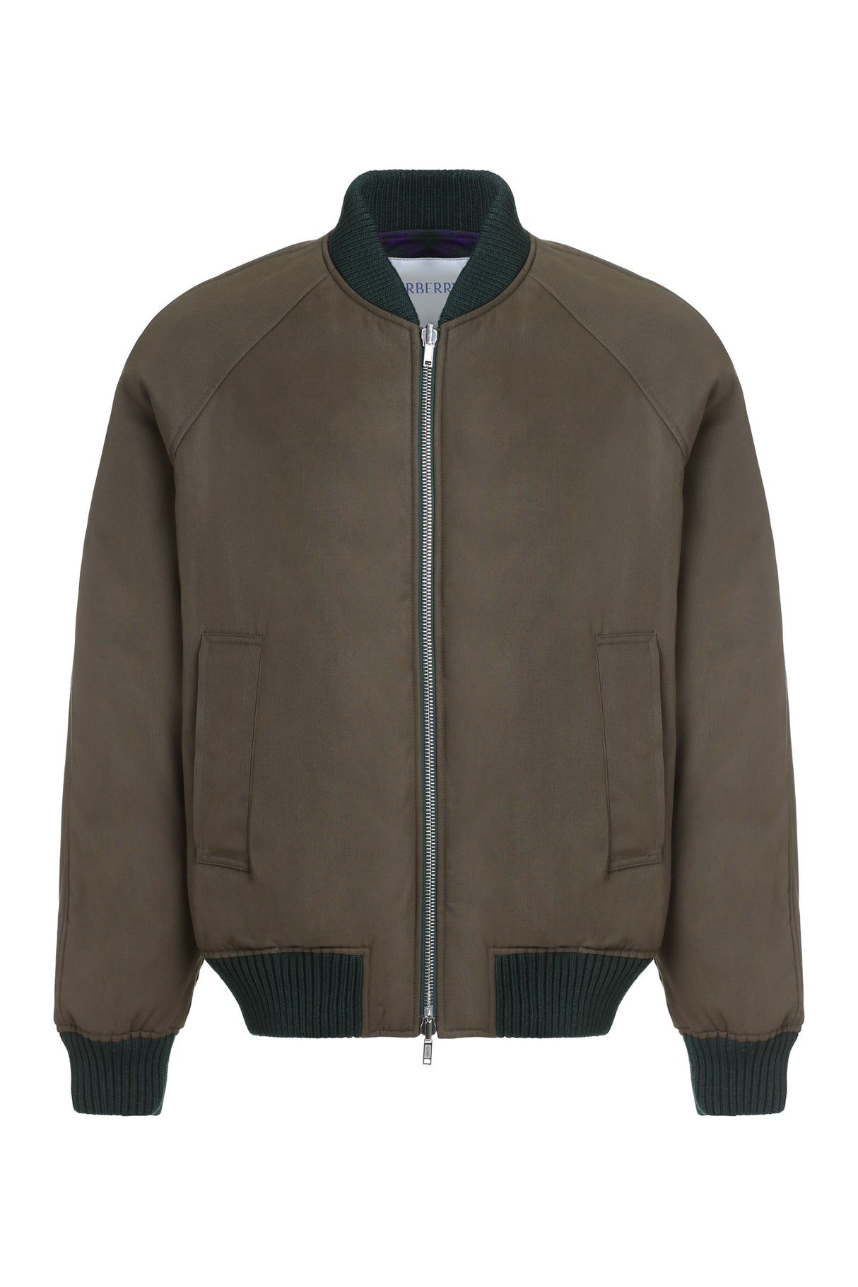 BURBERRY Green Reversible Wool Bomber Jacket for Men