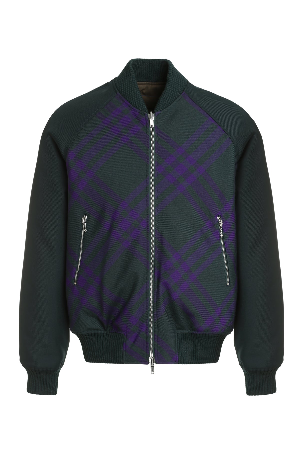 Green Check Wool Reversible Bomber Jacket - FW23