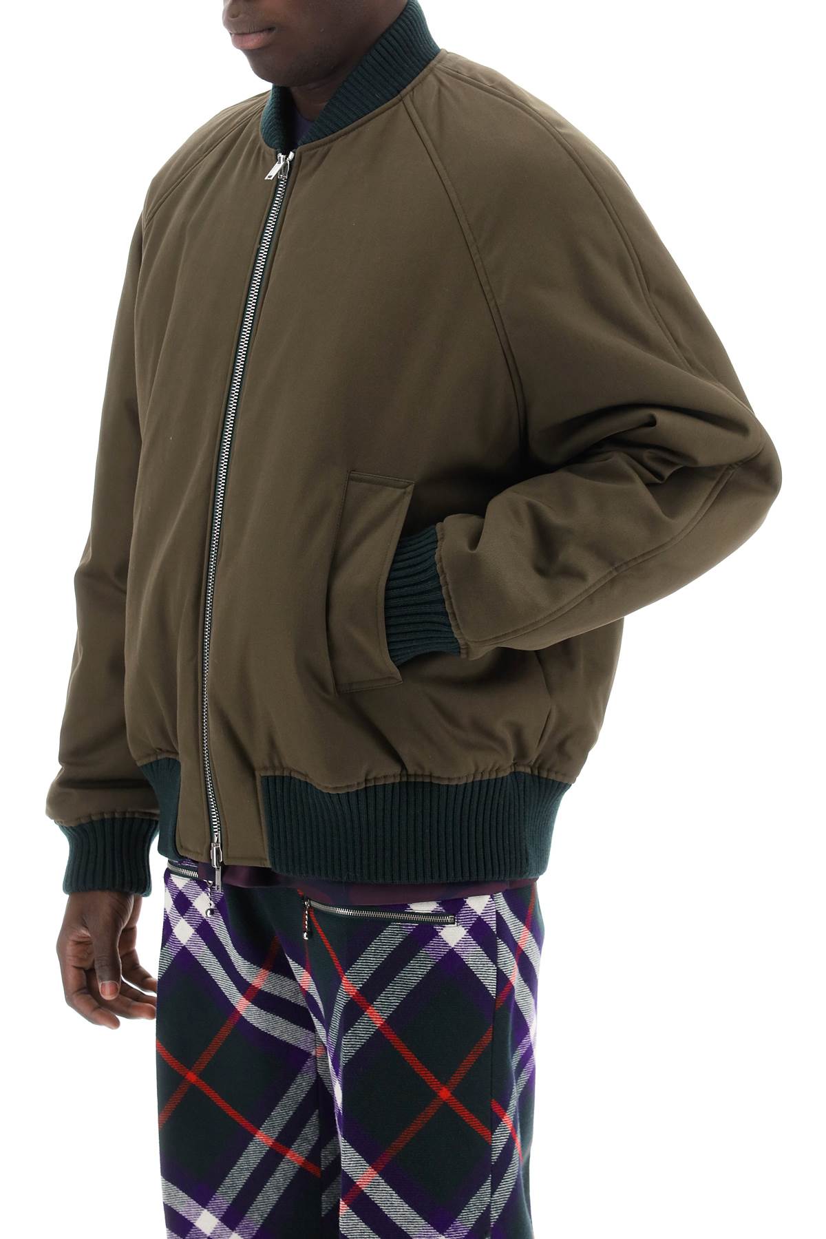 Reversible Jacket with Burberry Check Insert and Knit Details