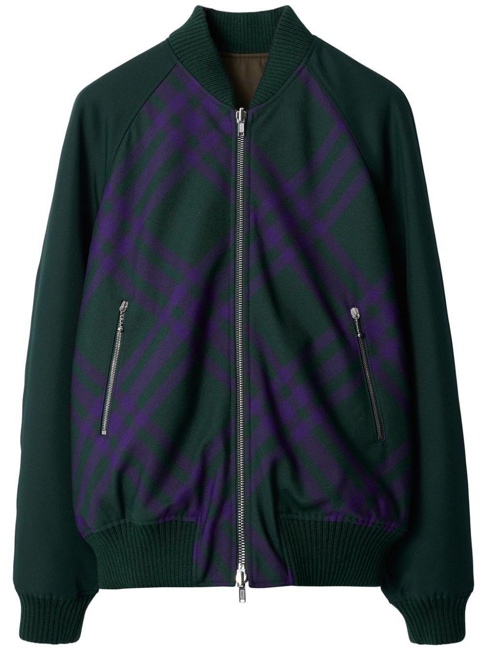 Reversible Jacket with Burberry Check Insert and Knit Details