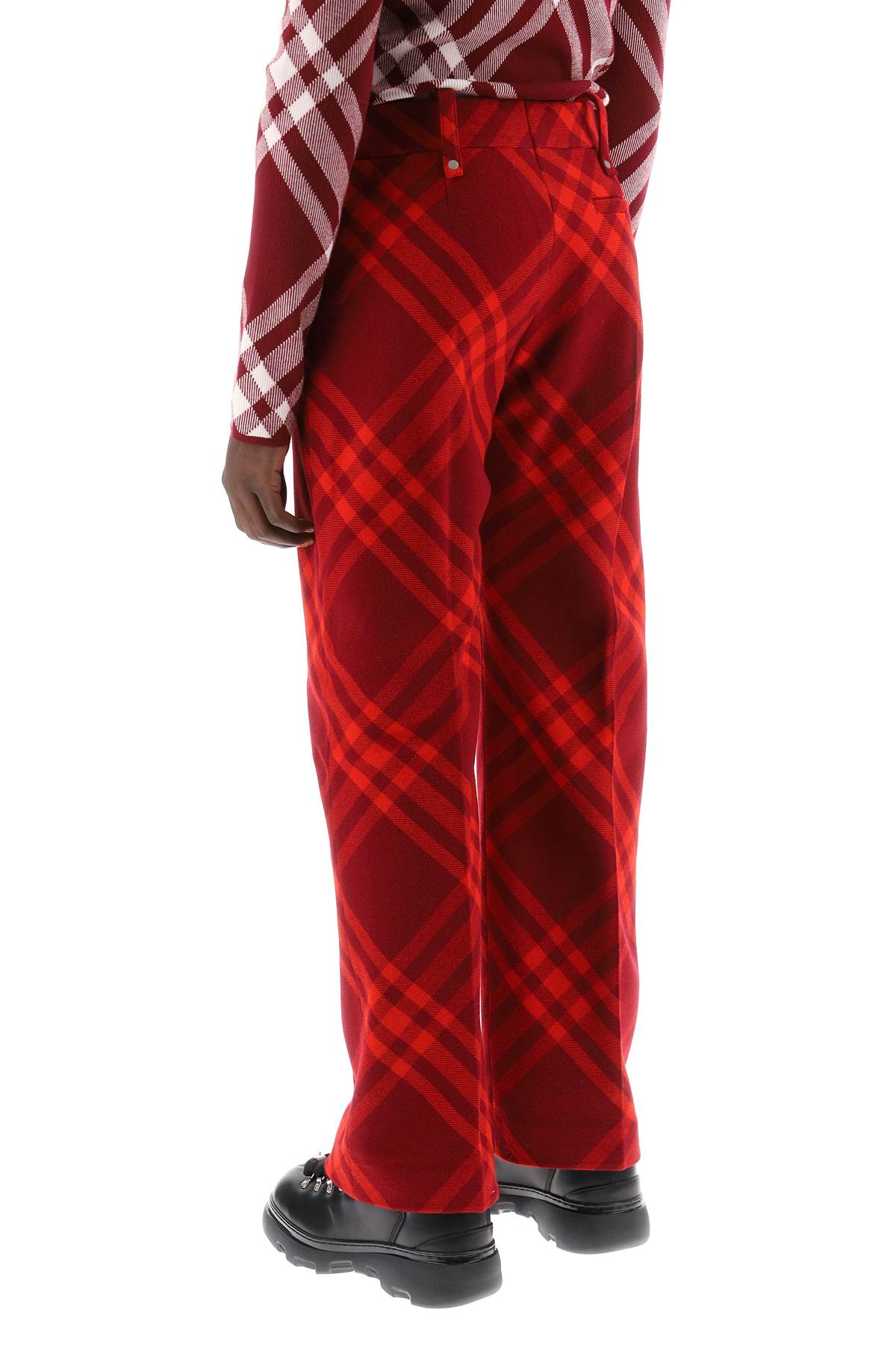 BURBERRY Men's Iconic Red Check Wool Pants for the Fall/Winter Season