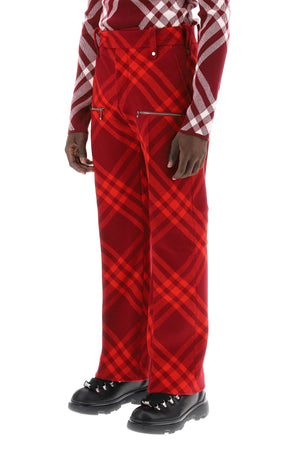 BURBERRY Men's Iconic Red Check Wool Pants for the Fall/Winter Season