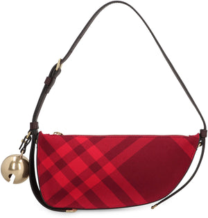 BURBERRY Luxurious Red Fabric Handbag with Gold Hardware and Adjustable Straps