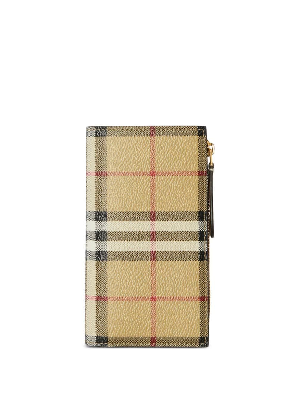 Classic Checkered Leather Cardholder for Men