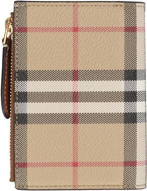 BURBERRY Beige Check Print Leather Wallet for Women | FW23 Collection