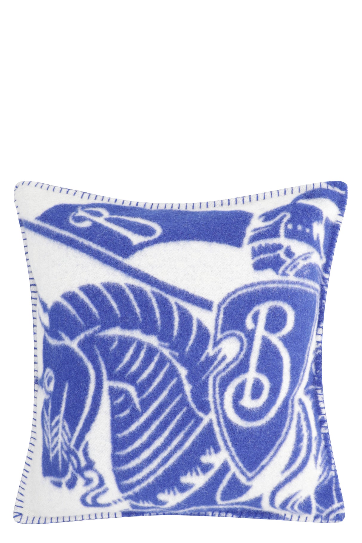 BURBERRY Blue Wool Cushion for Home Decor - FW23