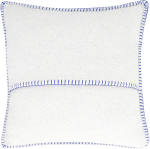 Blue Wool Cushion with Visible Stitching and 100% Polyester Padding - FW23