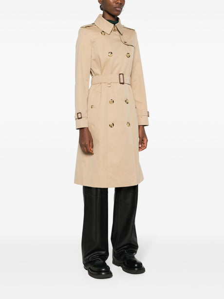 BURBERRY Classic Beige Cotton Trench Coat with Check Lining