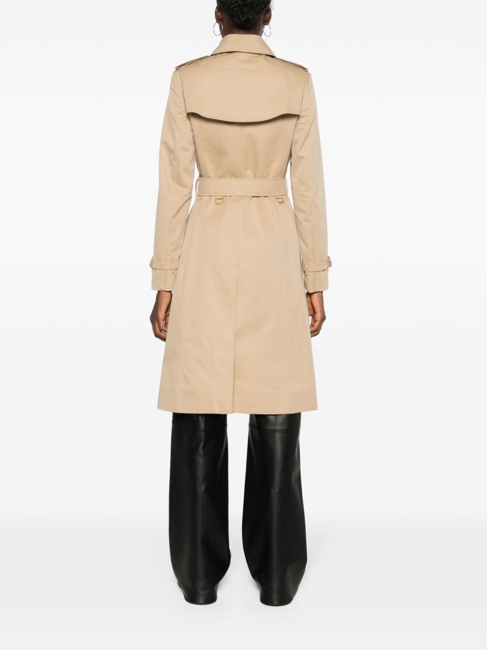 BURBERRY Classic Beige Cotton Trench Coat with Check Lining