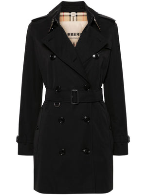 BURBERRY Black Cotton Trench Jacket for Women - Vintage Check Lining, SS24