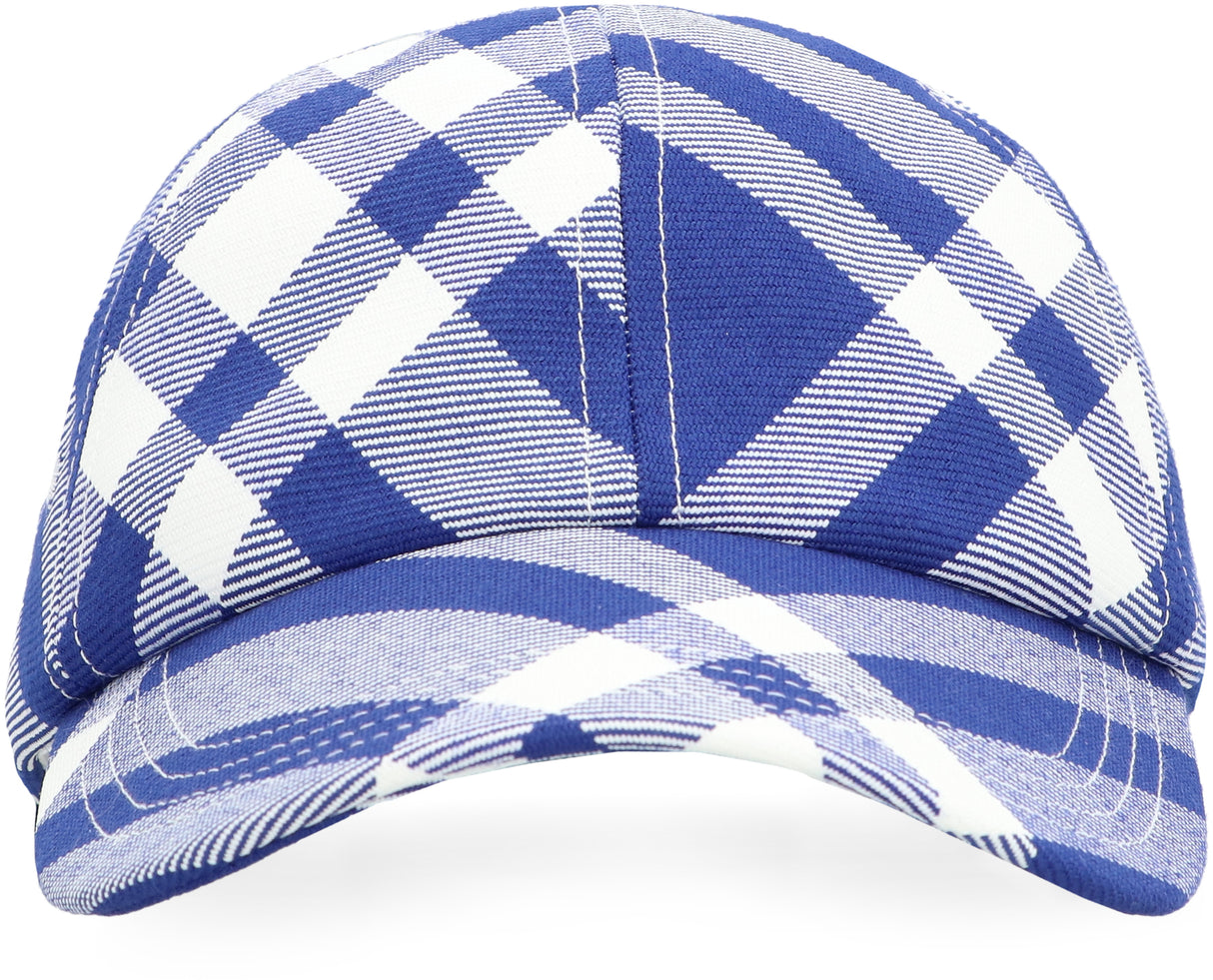 BURBERRY Men's Printed Baseball Cap in White - Adjustable Size, Rigid Sun Visor, Wool & Polyester Blend - FW23