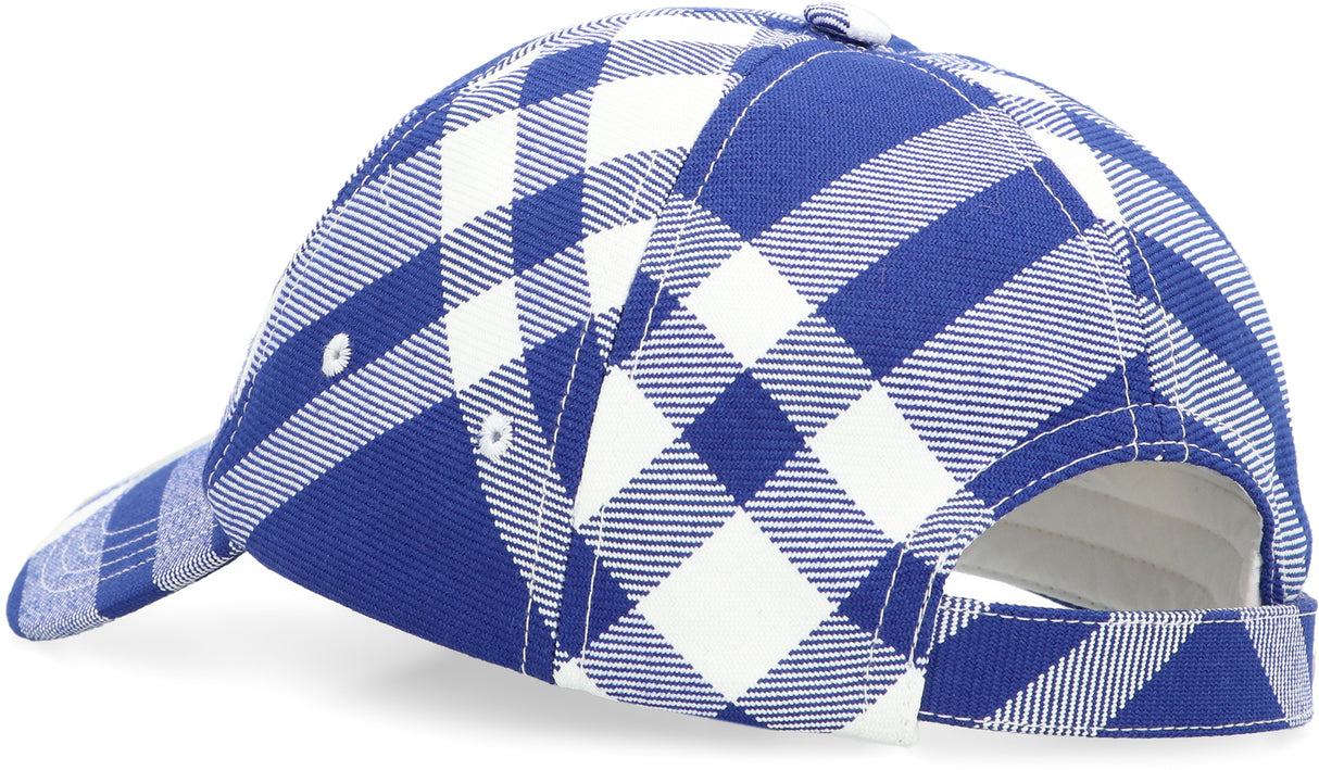 BURBERRY Men's Printed Baseball Cap in White - Adjustable Size, Rigid Sun Visor, Wool & Polyester Blend - FW23