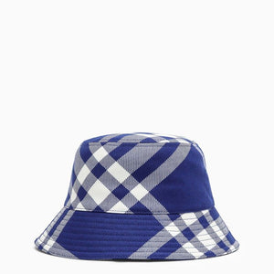 BURBERRY Navy Check Bucket Hat for Men