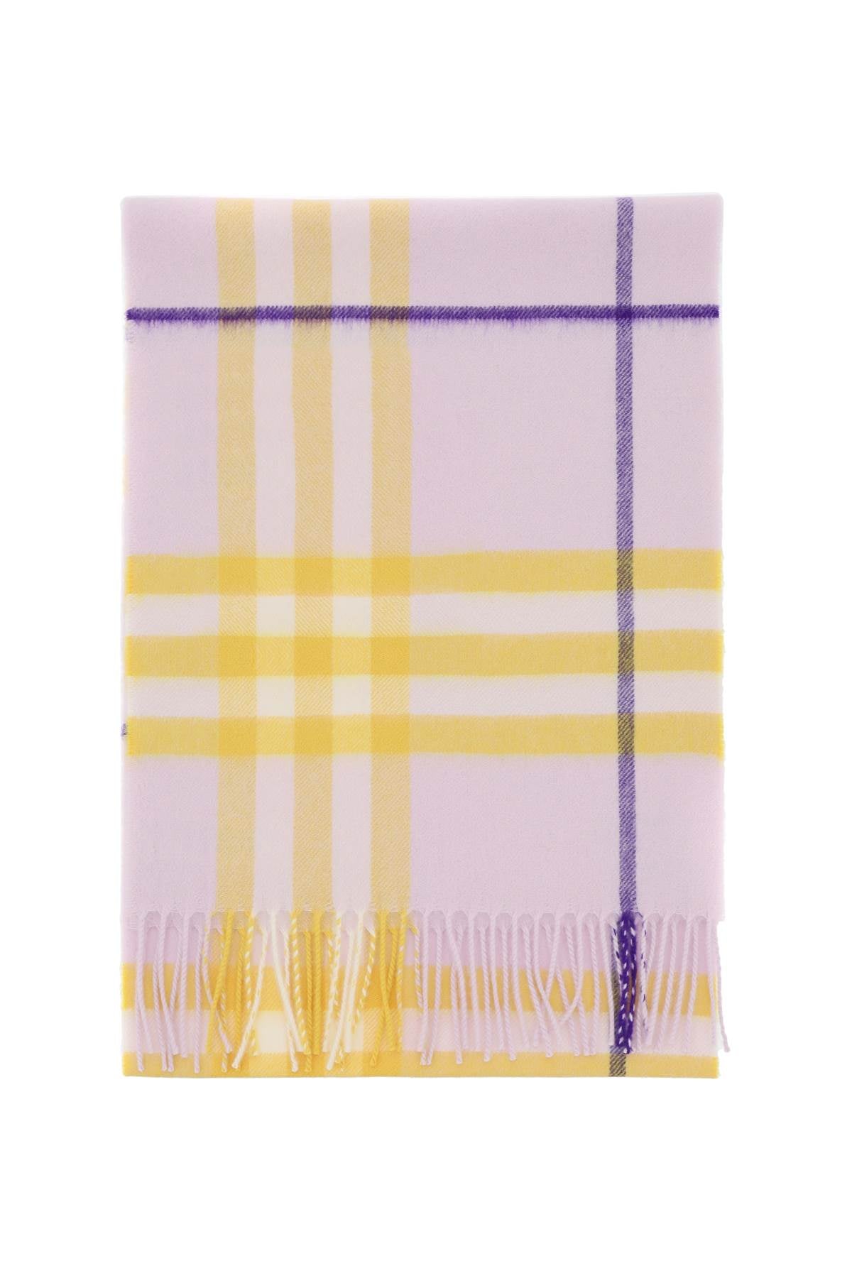 BURBERRY Checkered Design Fringed-Edge Cashmere Scarf for Women