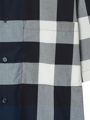 BURBERRY Oversized Check Motif Short Sleeve Shirt - Slim Fit