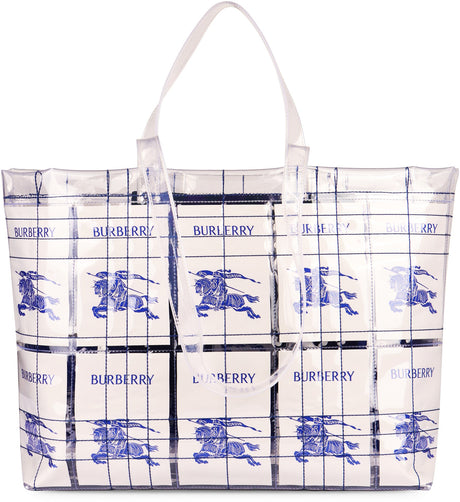 BURBERRY Clear Tote Handbag for Men - Rigid Plastic with EKD Logo Labels and Double Handles