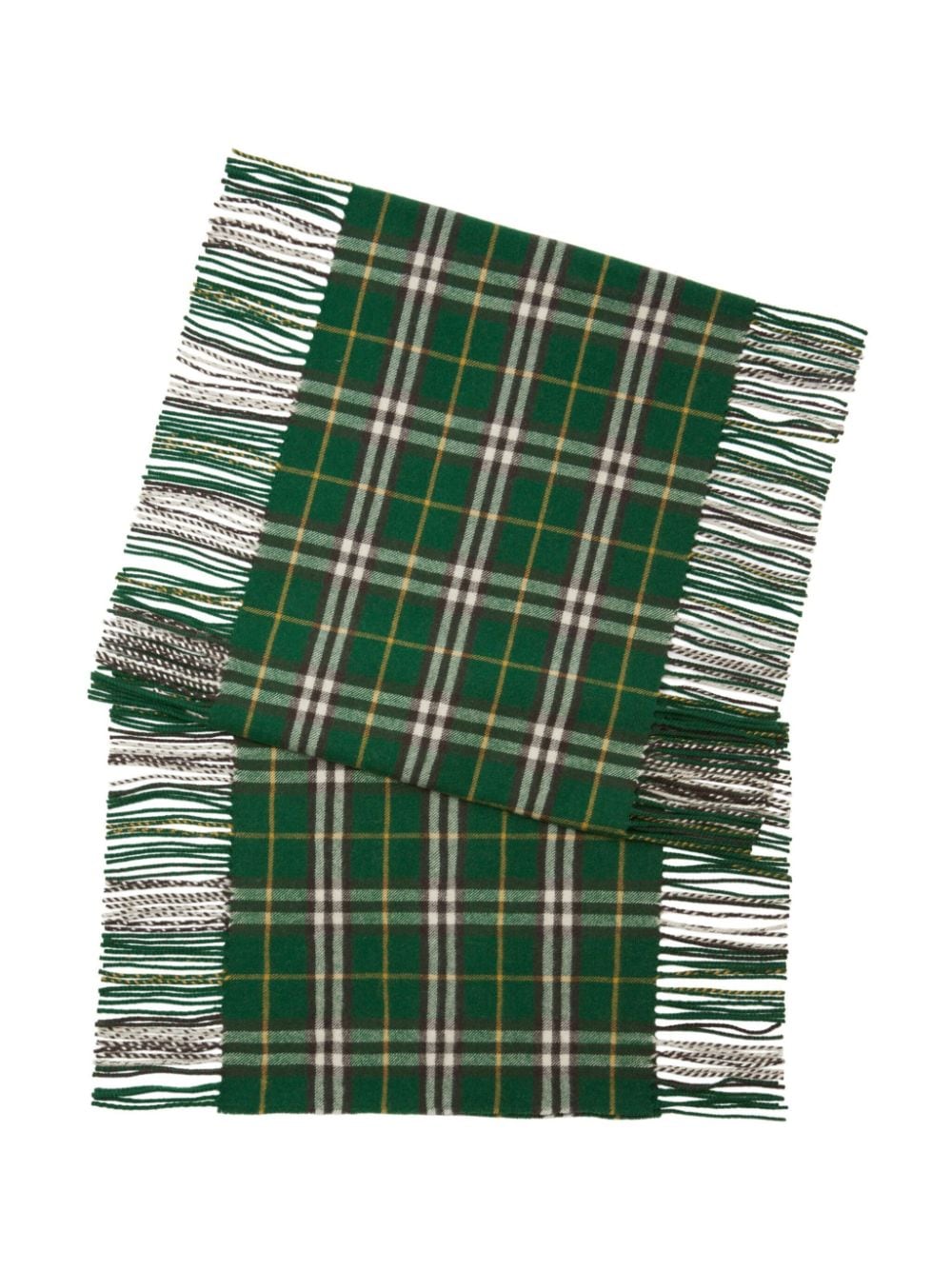 BURBERRY Forest Green Cashmere Check Pattern Scarf for Women - SS24 Collection