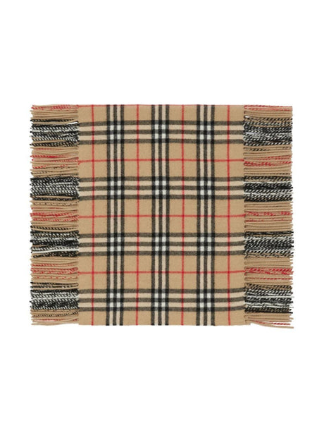 BURBERRY Luxurious Cashmere Check Scarf for Men in Arch Beige
