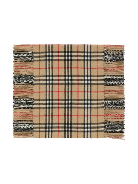 BURBERRY Archive Beige Cashmere Check Pattern Scarf for Women