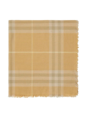 BURBERRY Classic Beige Wool Wrap Scarf with Check Pattern