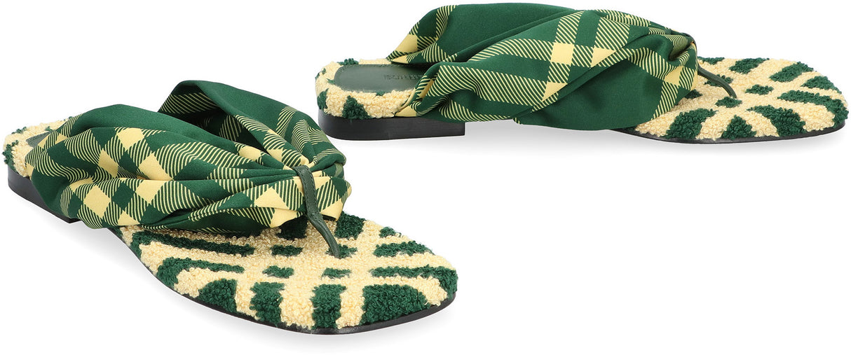 BURBERRY Green Square Toe Thong Sandals for Women