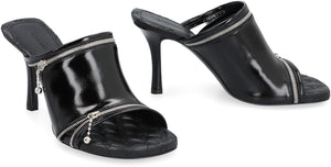 Black Shiny Leather Square Toe Sandal