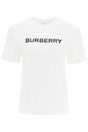 BURBERRY White Cotton T-Shirt with Textured Logo Print and Crew Neck for Women