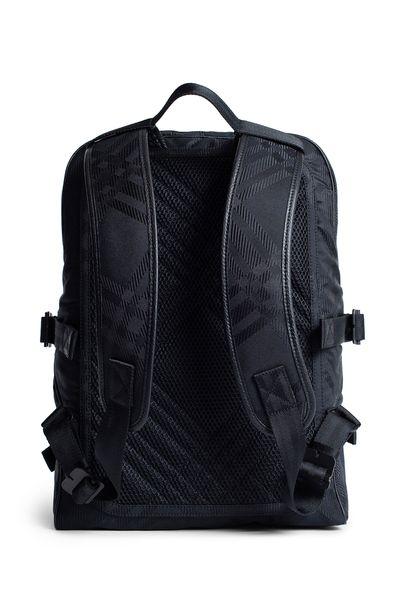 حقيبة ظهر بنقش المربعات السوداء للرجال مع تقليمات جلدية