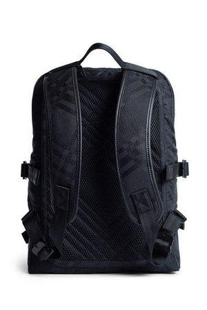 حقيبة ظهر بنقش المربعات السوداء للرجال مع تقليمات جلدية